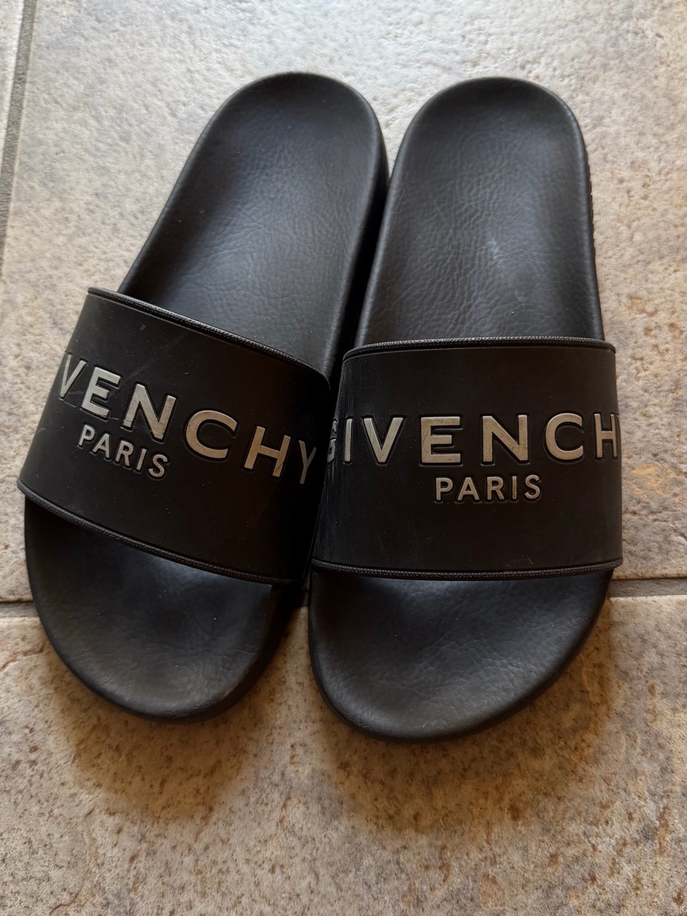 Givenchy Black Logo Rubber Slide Sandals
